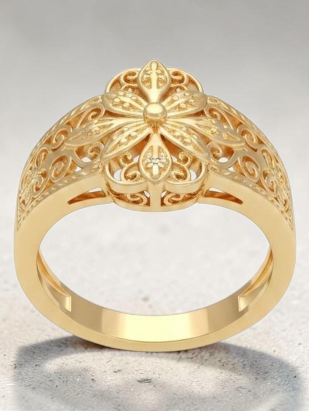 Sassified Boutique Nwt Gold Floral Filigree Women's Ring - Elegant Gold Tone
